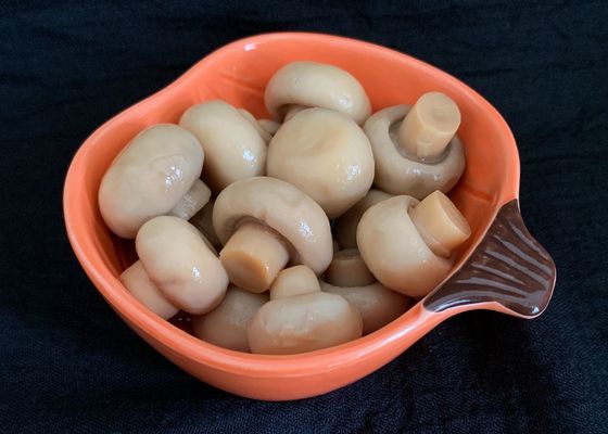 蒸気を発した全缶詰にされた小さいきのこ